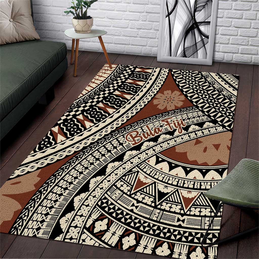 Bula Fiji Classic Masi Tapa Area Rug Vintage Brown LT7 Brown - Polynesian Pride