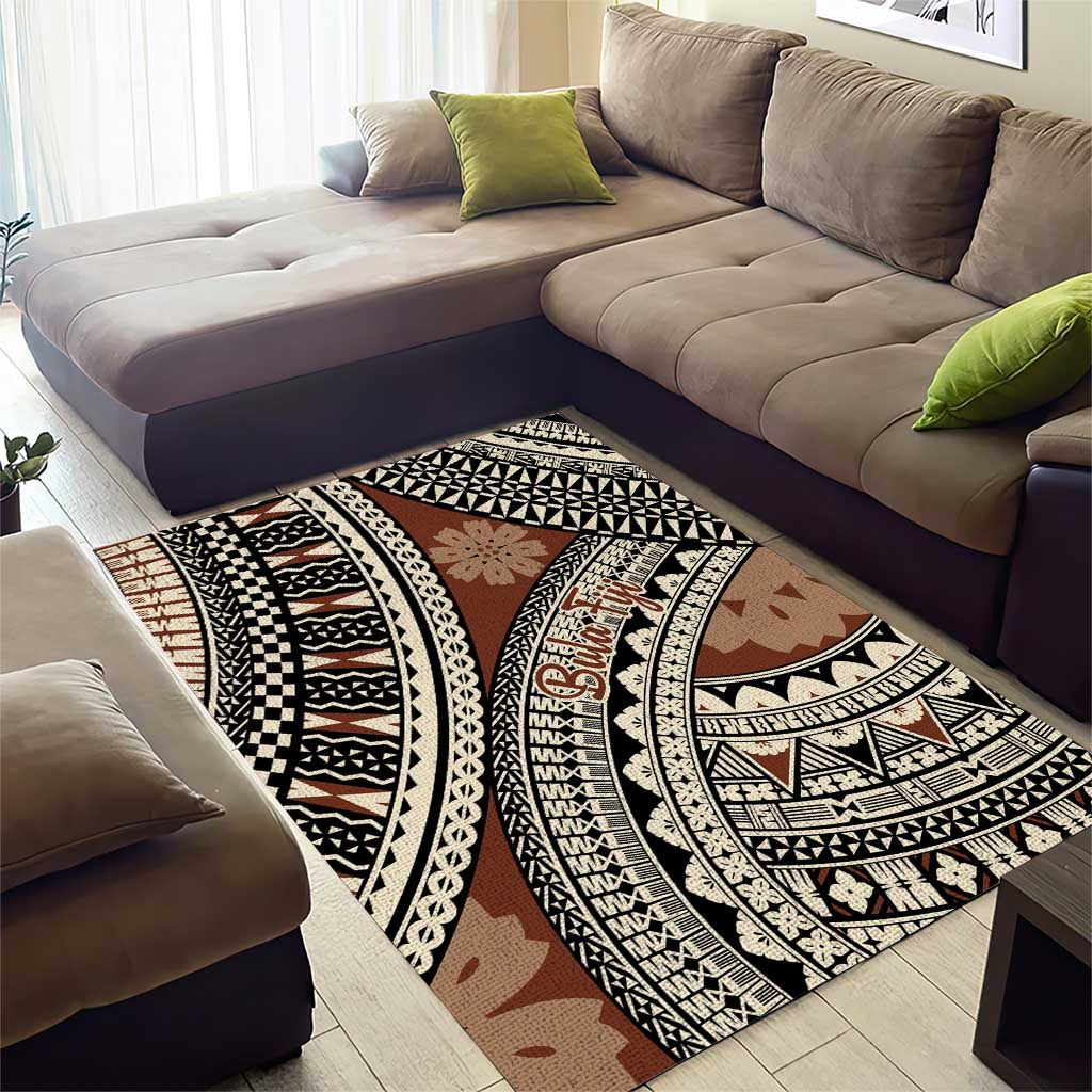 Bula Fiji Classic Masi Tapa Area Rug Vintage Brown LT7 - Polynesian Pride