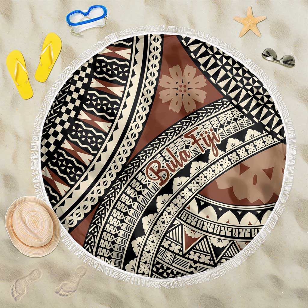Bula Fiji Classic Masi Tapa Beach Blanket Vintage Brown LT7 One Size 150cm Brown - Polynesian Pride