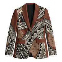 Bula Fiji Classic Masi Tapa Blazer Vintage Brown LT7 Unisex Brown - Polynesian Pride