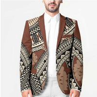 Bula Fiji Classic Masi Tapa Blazer Vintage Brown LT7 - Polynesian Pride