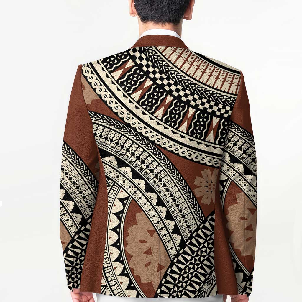 Bula Fiji Classic Masi Tapa Blazer Vintage Brown LT7 - Polynesian Pride