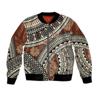 Bula Fiji Classic Masi Tapa Bomber Jacket Vintage Brown LT7 Unisex Brown - Polynesian Pride