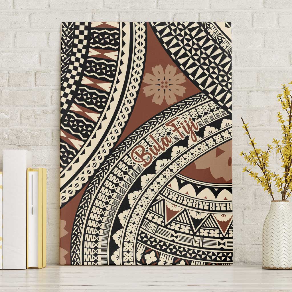 Bula Fiji Classic Masi Tapa Canvas Wall Art Vintage Brown LT7 Without Frame Brown - Polynesian Pride