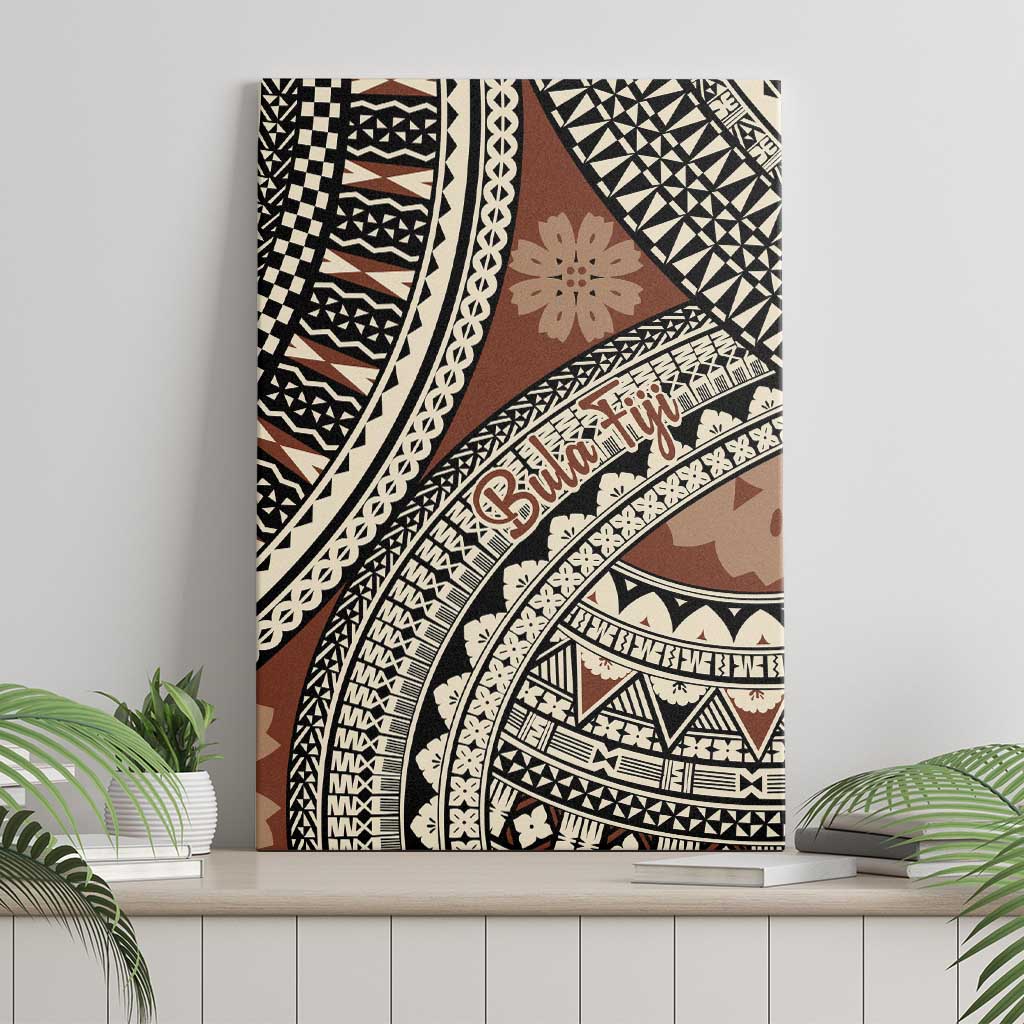 Bula Fiji Classic Masi Tapa Canvas Wall Art Vintage Brown LT7 - Polynesian Pride
