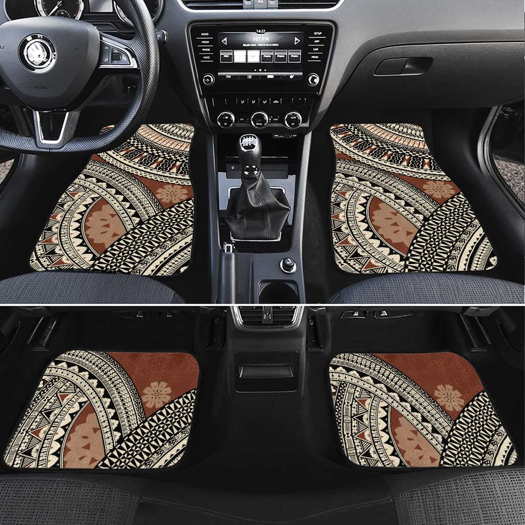 Bula Fiji Classic Masi Tapa Car Mats Vintage Brown LT7 Set 4pcs Brown - Polynesian Pride