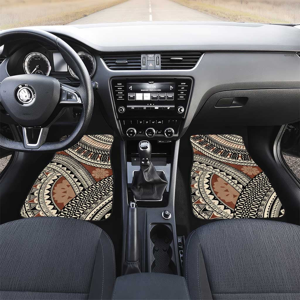 Bula Fiji Classic Masi Tapa Car Mats Vintage Brown LT7 Set 2pcs - Front Brown - Polynesian Pride