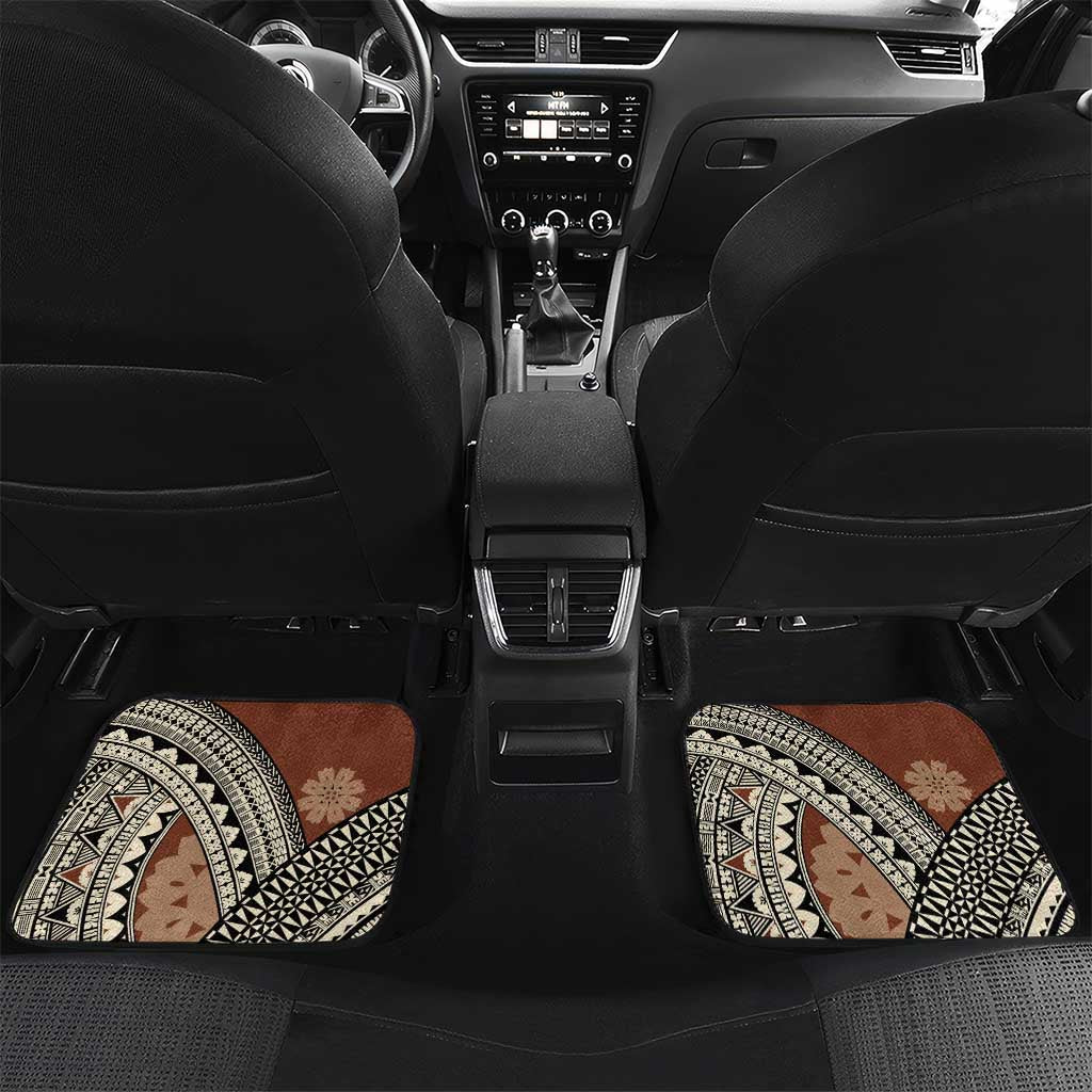 Bula Fiji Classic Masi Tapa Car Mats Vintage Brown LT7 Set 2pcs - Back Brown - Polynesian Pride
