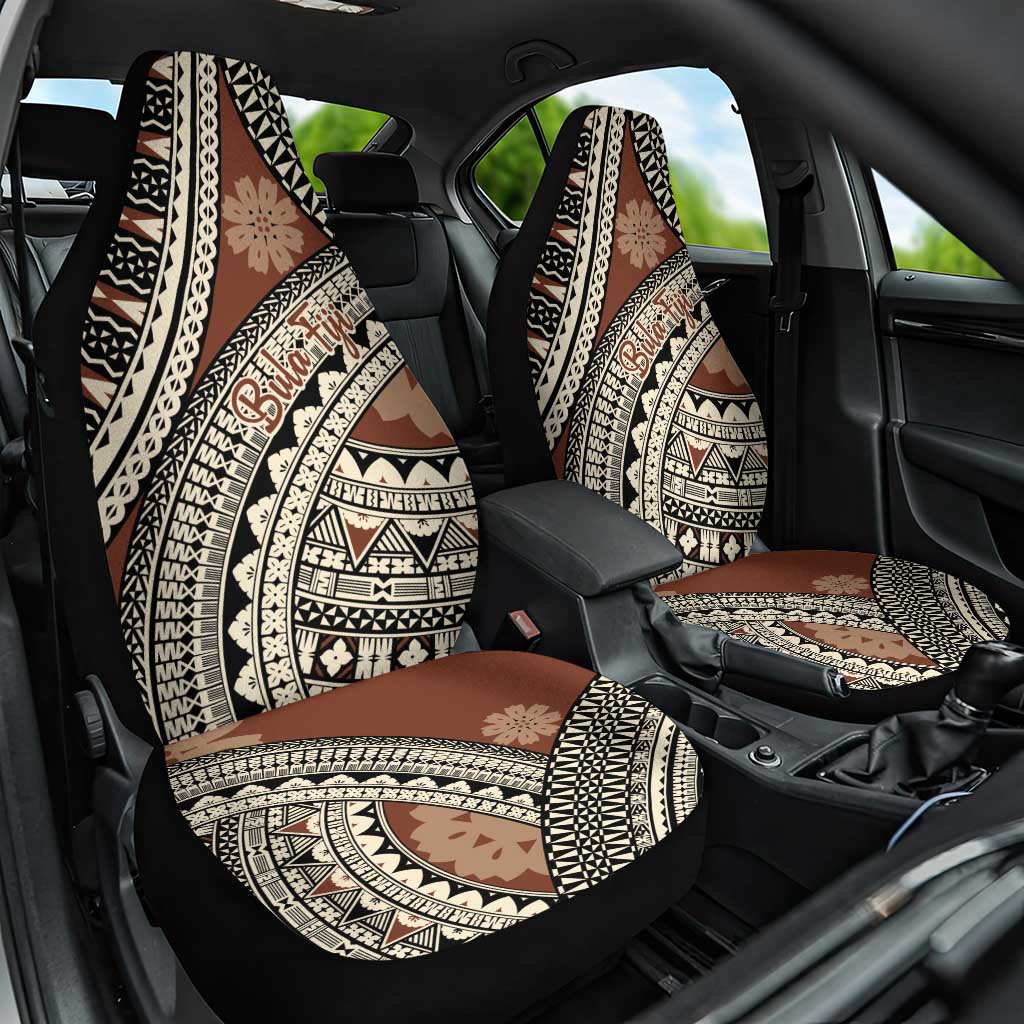 Bula Fiji Classic Masi Tapa Car Seat Cover Vintage Brown LT7 One Size Brown - Polynesian Pride