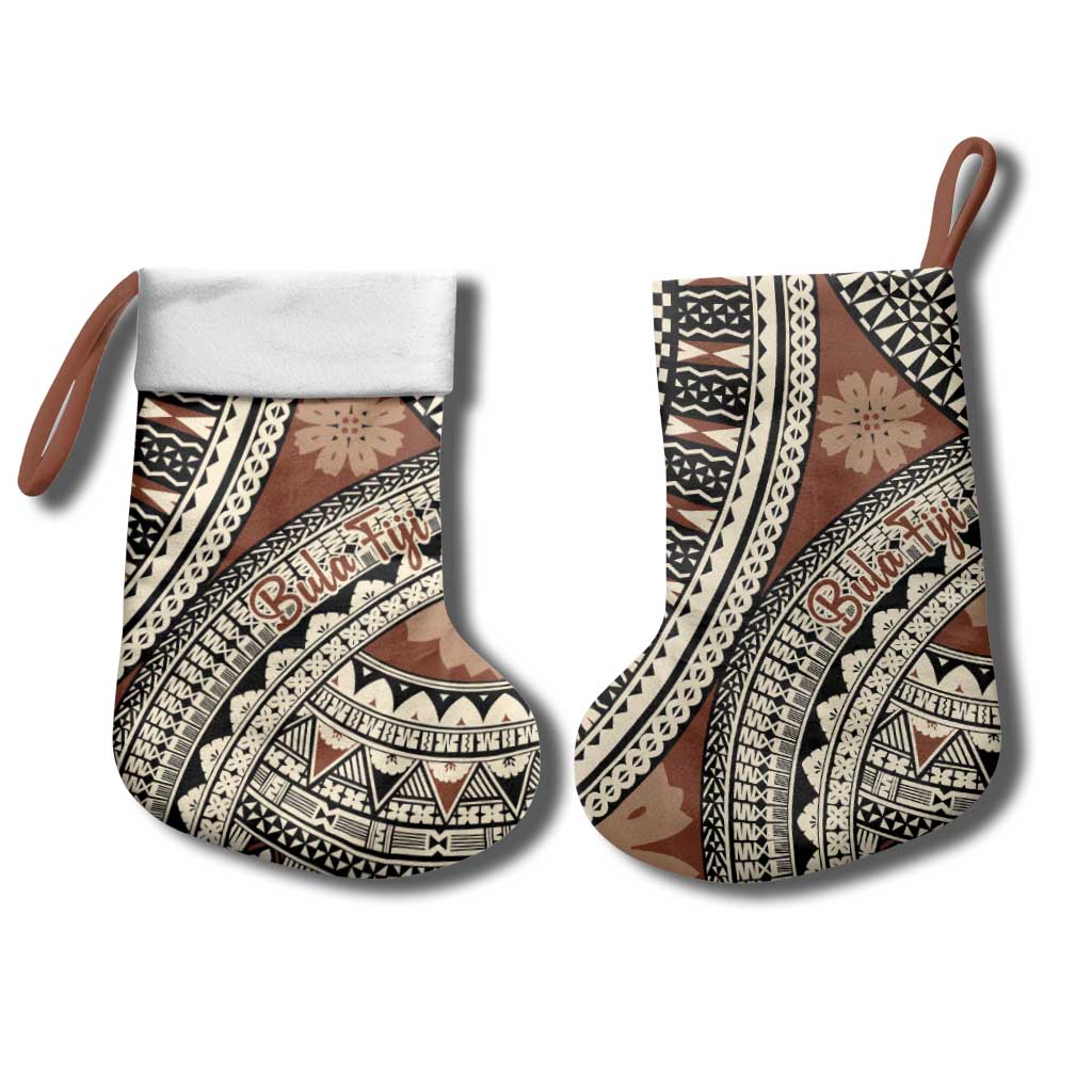 Bula Fiji Classic Masi Tapa Christmas Stocking Vintage Brown LT7 - Polynesian Pride