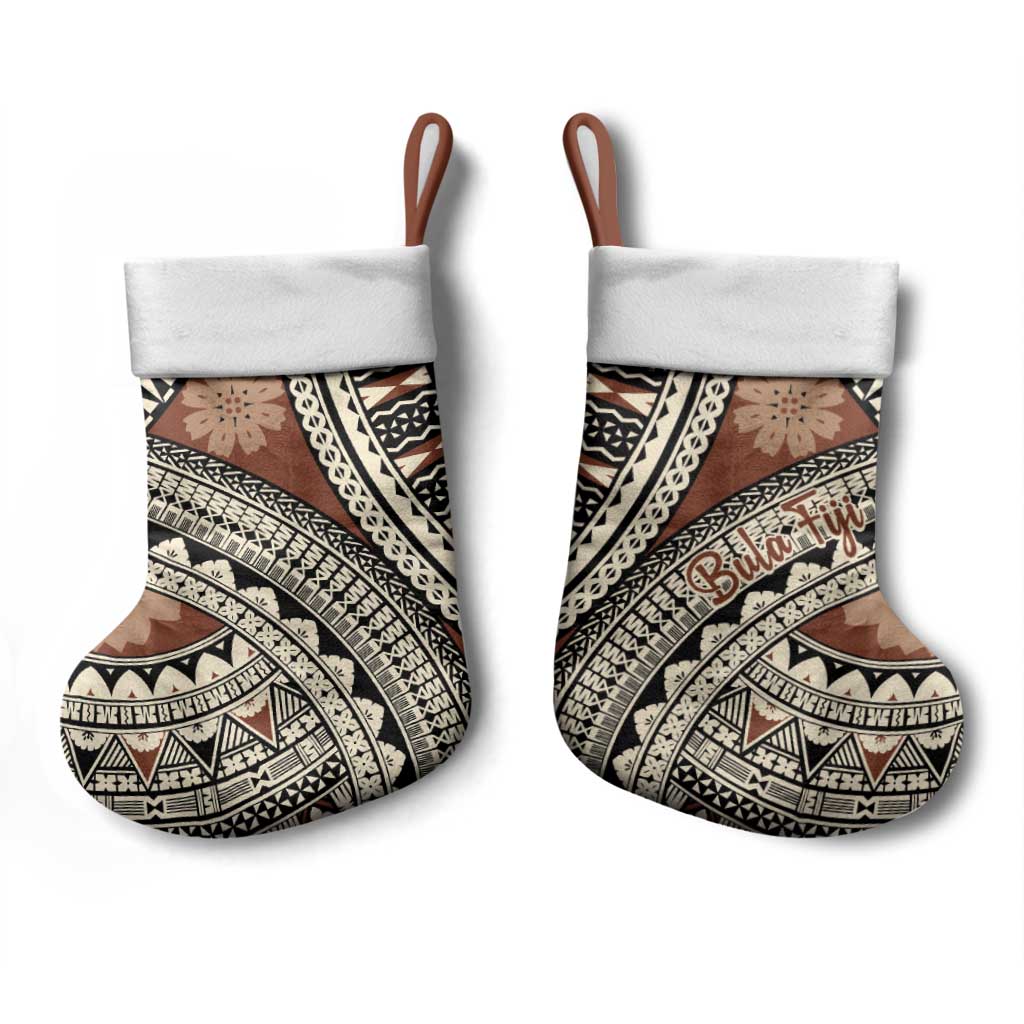 Bula Fiji Classic Masi Tapa Christmas Stocking Vintage Brown LT7 - Polynesian Pride
