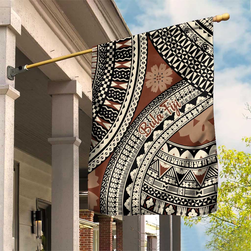 Bula Fiji Classic Masi Tapa Garden Flag Vintage Brown LT7 House Flag Brown - Polynesian Pride