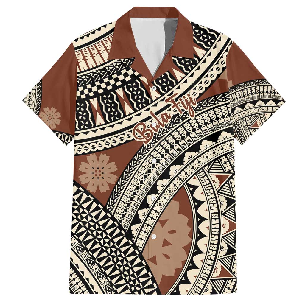 Bula Fiji Classic Masi Tapa Hawaiian Shirt Vintage Brown LT7 Brown - Polynesian Pride