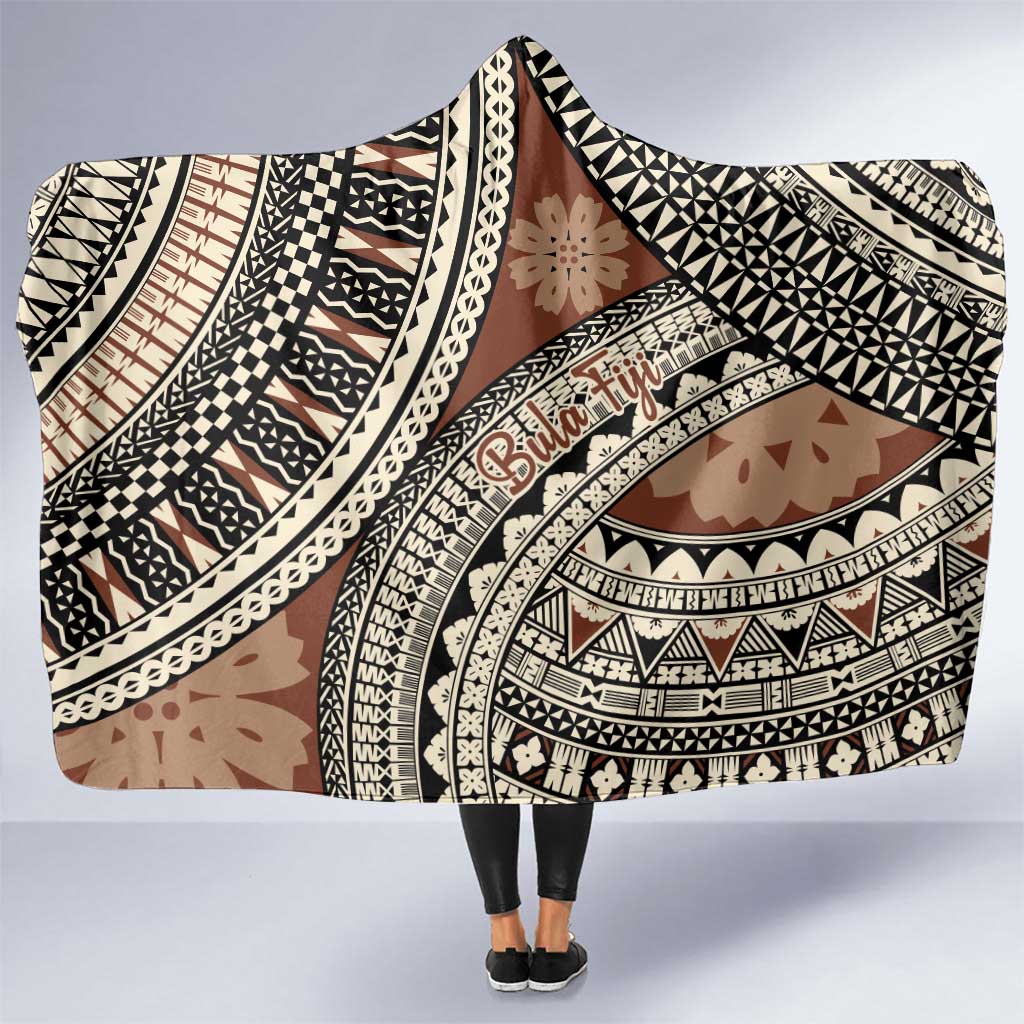 Bula Fiji Classic Masi Tapa Hooded Blanket Vintage Brown LT7 One Size Brown - Polynesian Pride