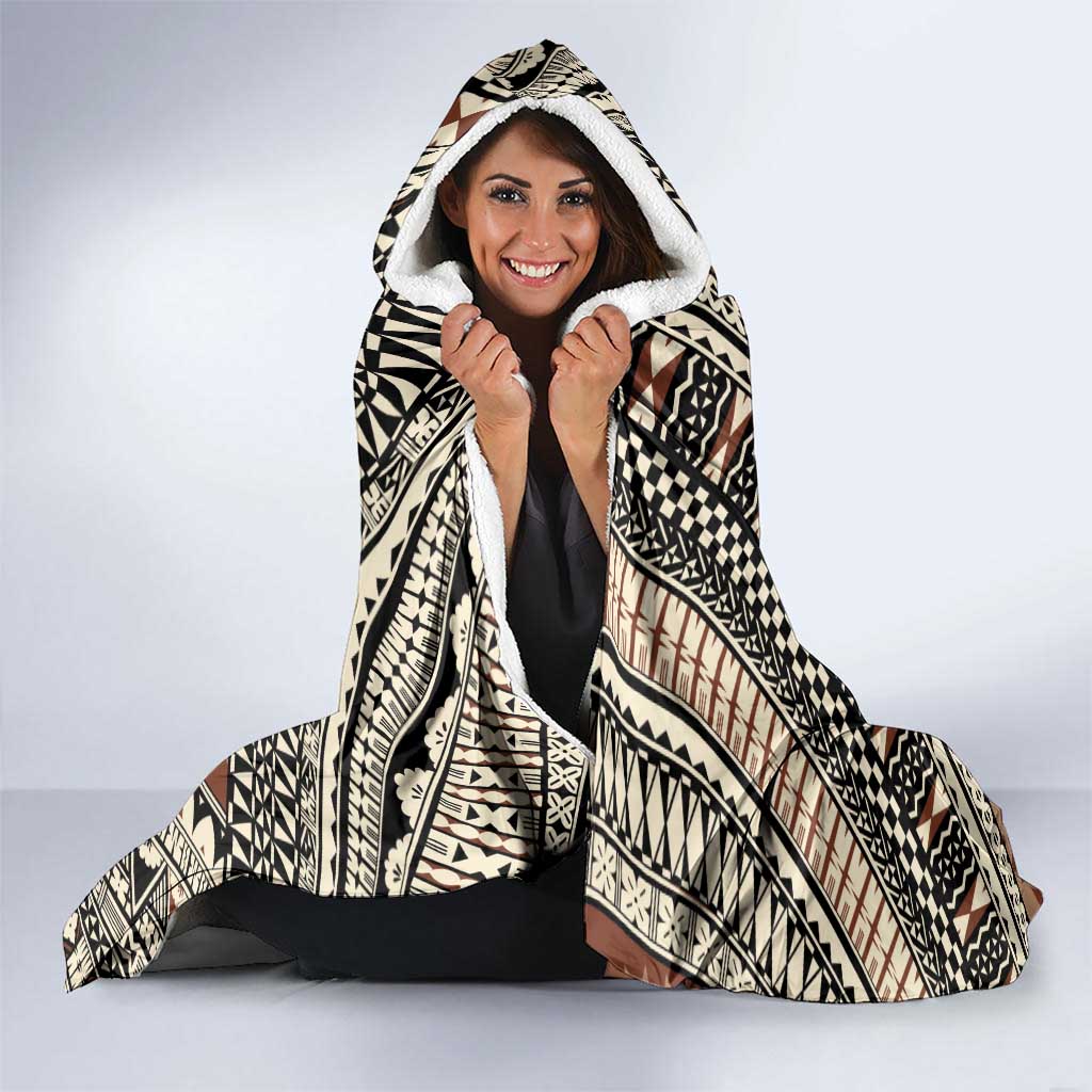 Bula Fiji Classic Masi Tapa Hooded Blanket Vintage Brown LT7 - Polynesian Pride