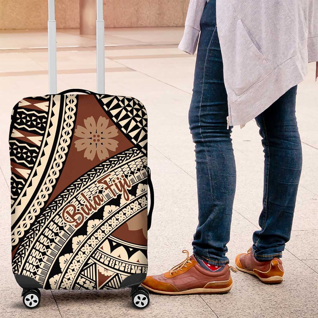Bula Fiji Classic Masi Tapa Luggage Cover Vintage Brown LT7 Brown - Polynesian Pride