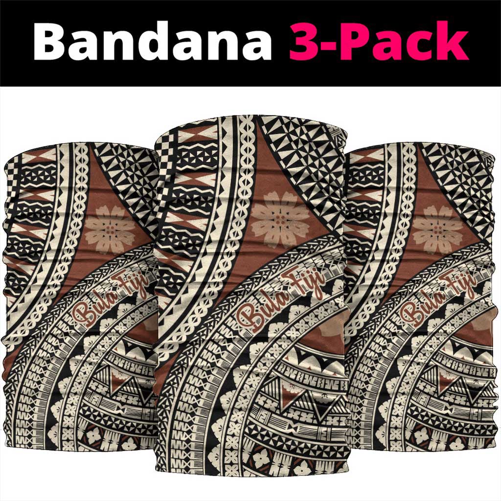 Bula Fiji Classic Masi Tapa Neck Gaiter Vintage Brown LT7 package One Size: 25*50cm Brown - Polynesian Pride