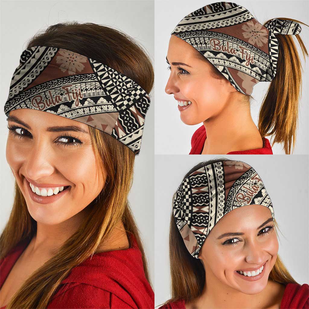 Bula Fiji Classic Masi Tapa Neck Gaiter Vintage Brown LT7 - Polynesian Pride