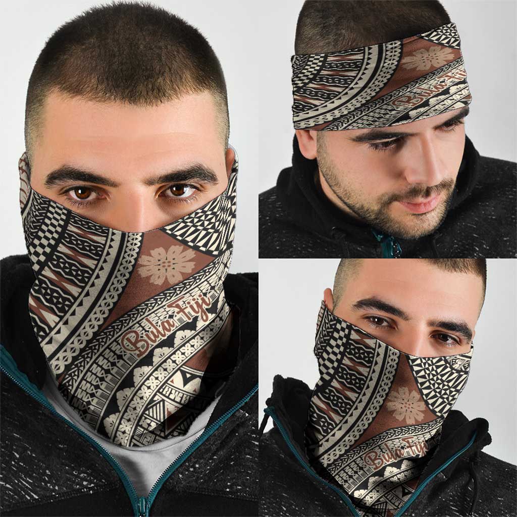 Bula Fiji Classic Masi Tapa Neck Gaiter Vintage Brown LT7 - Polynesian Pride