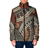 Bula Fiji Classic Masi Tapa Padded Jacket Vintage Brown LT7 Men Brown - Polynesian Pride