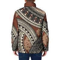 Bula Fiji Classic Masi Tapa Padded Jacket Vintage Brown LT7 - Polynesian Pride