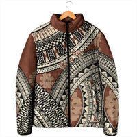 Bula Fiji Classic Masi Tapa Padded Jacket Vintage Brown LT7 - Polynesian Pride