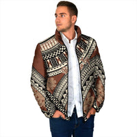 Bula Fiji Classic Masi Tapa Padded Jacket Vintage Brown LT7 - Polynesian Pride