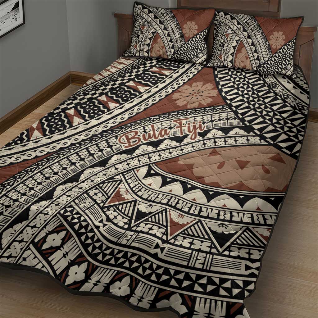 Bula Fiji Classic Masi Tapa Quilt Bed Set Vintage Brown LT7 - Polynesian Pride