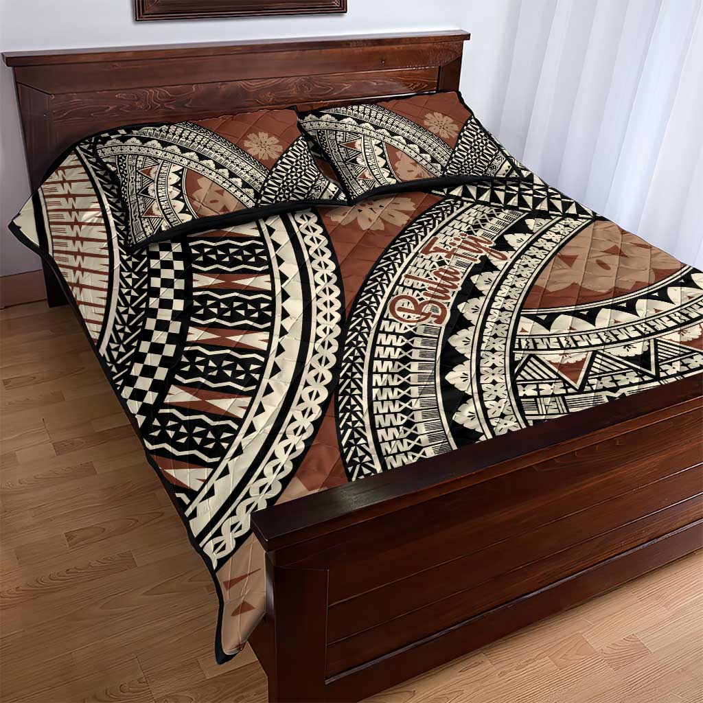 Bula Fiji Classic Masi Tapa Quilt Bed Set Vintage Brown LT7 - Polynesian Pride