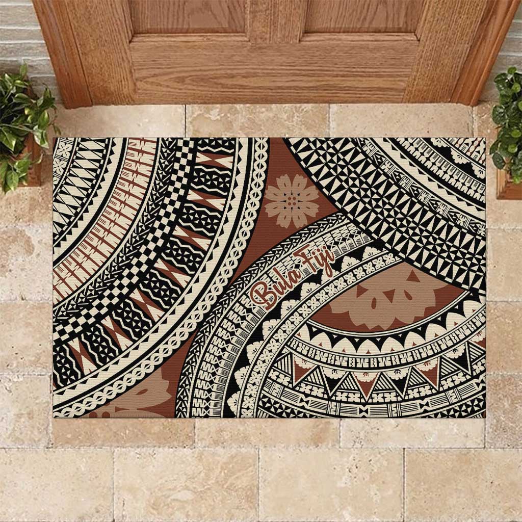 Bula Fiji Classic Masi Tapa Rubber Doormat Vintage Brown LT7 Brown - Polynesian Pride