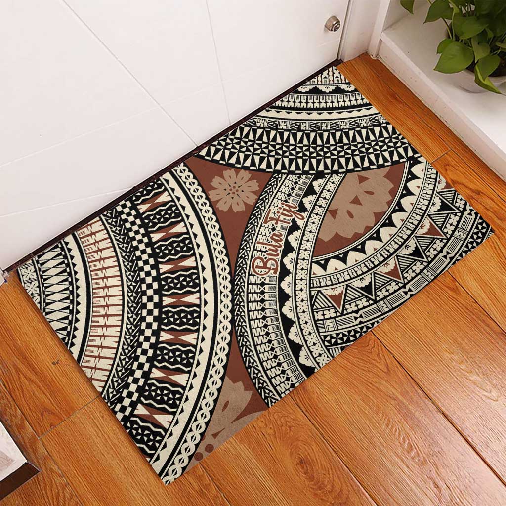 Bula Fiji Classic Masi Tapa Rubber Doormat Vintage Brown LT7 - Polynesian Pride