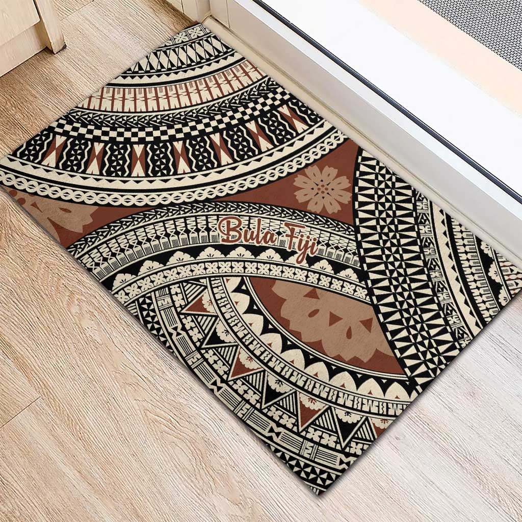 Bula Fiji Classic Masi Tapa Rubber Doormat Vintage Brown LT7 - Polynesian Pride