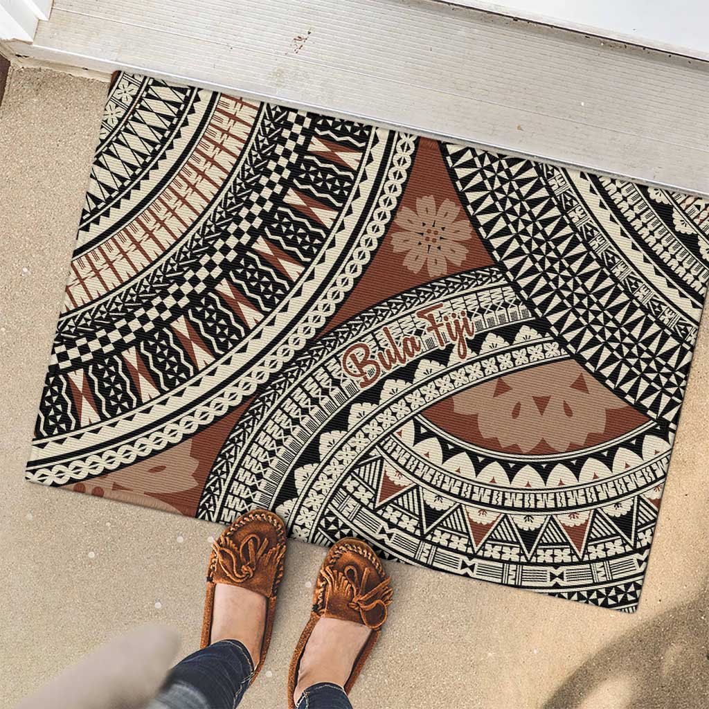 Bula Fiji Classic Masi Tapa Rubber Doormat Vintage Brown LT7 - Polynesian Pride