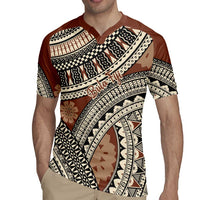 Bula Fiji Classic Masi Tapa Rugby Jersey Vintage Brown LT7 - Polynesian Pride