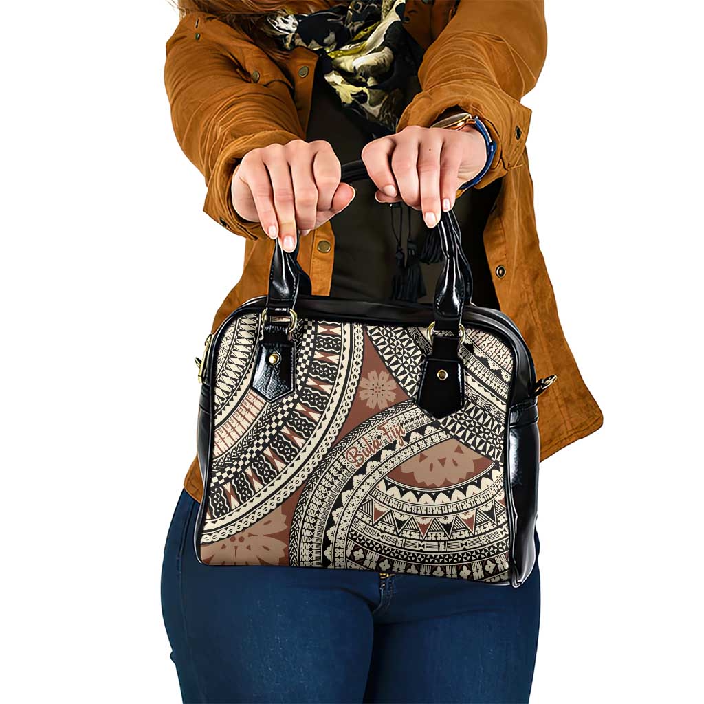 Bula Fiji Classic Masi Tapa Shoulder Handbag Vintage Brown LT7 One Size Brown - Polynesian Pride