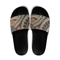Bula Fiji Classic Masi Tapa Slide Sandals Vintage Brown LT7 Brown - Polynesian Pride
