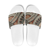 Bula Fiji Classic Masi Tapa Slide Sandals Vintage Brown LT7 Brown - Polynesian Pride