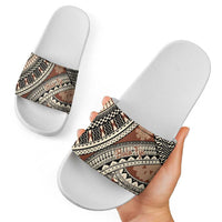 Bula Fiji Classic Masi Tapa Slide Sandals Vintage Brown LT7 - Polynesian Pride