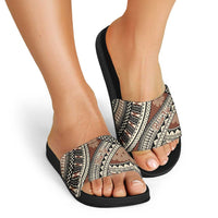 Bula Fiji Classic Masi Tapa Slide Sandals Vintage Brown LT7 - Polynesian Pride