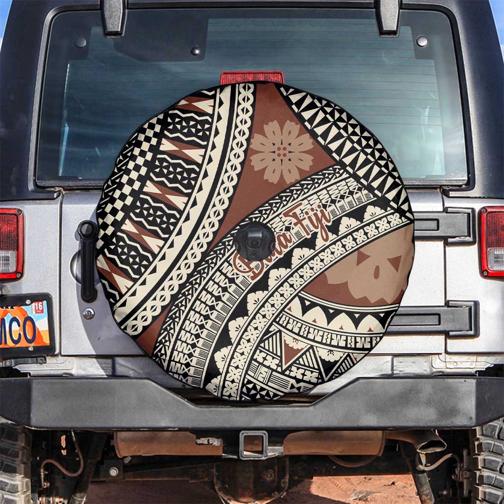 Bula Fiji Classic Masi Tapa Spare Tire Cover Vintage Brown LT7 Brown - Polynesian Pride
