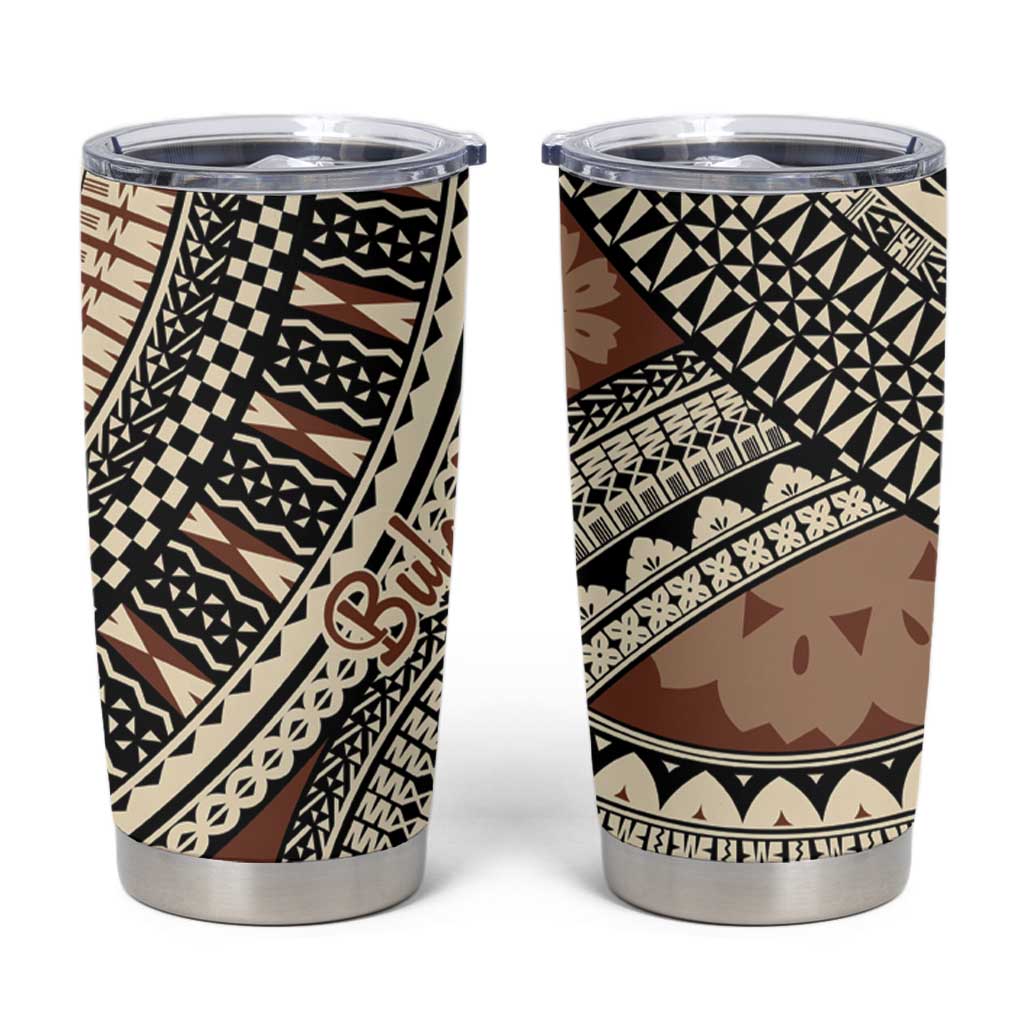 Bula Fiji Classic Masi Tapa Tumbler Cup Vintage Brown LT7 Brown - Polynesian Pride