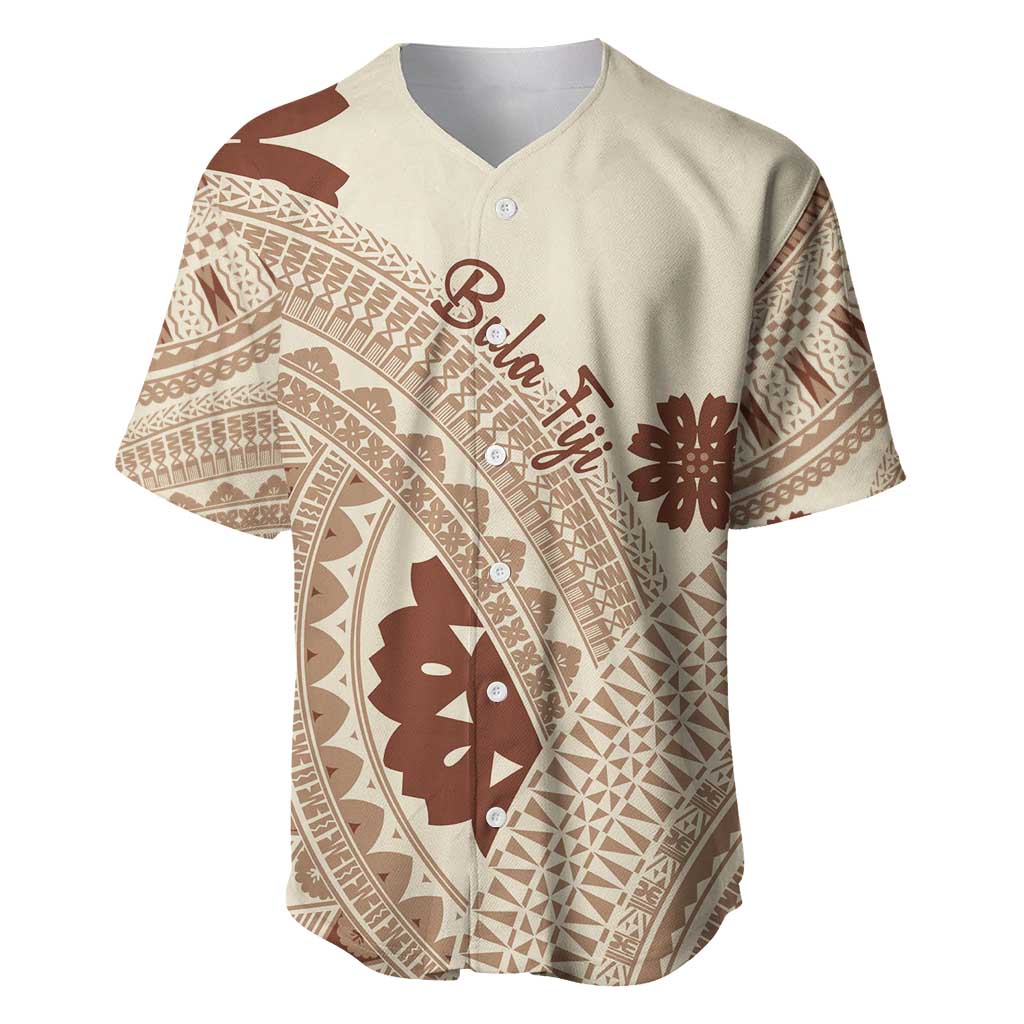 Bula Fiji Classic Masi Tapa Baseball Jersey Vintage Beige LT7 Beige - Polynesian Pride