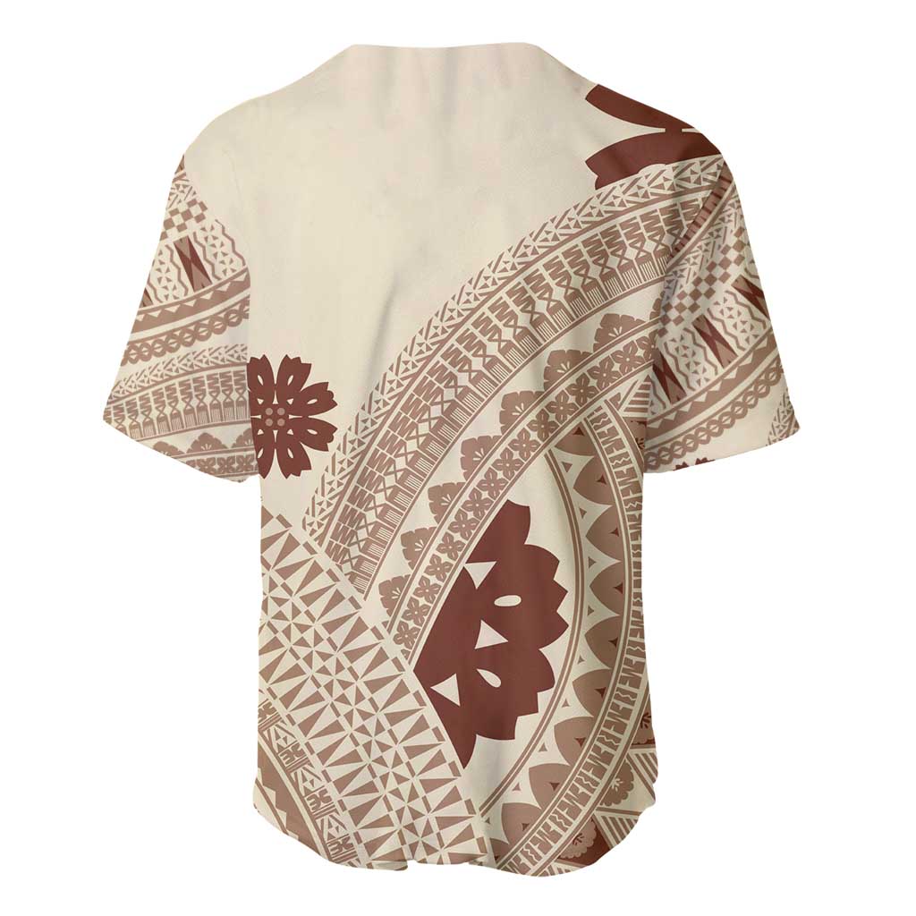 Bula Fiji Classic Masi Tapa Baseball Jersey Vintage Beige LT7 - Polynesian Pride