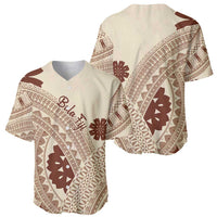 Bula Fiji Classic Masi Tapa Baseball Jersey Vintage Beige LT7 - Polynesian Pride