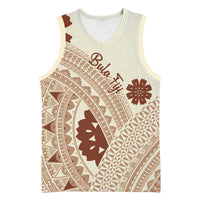 Bula Fiji Classic Masi Tapa Basketball Jersey Vintage Beige LT7 Unisex Beige - Polynesian Pride