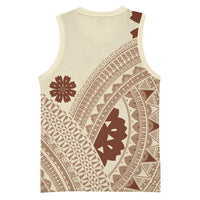 Bula Fiji Classic Masi Tapa Basketball Jersey Vintage Beige LT7 - Polynesian Pride