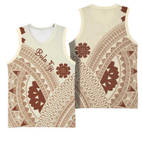 Bula Fiji Classic Masi Tapa Basketball Jersey Vintage Beige LT7 - Polynesian Pride