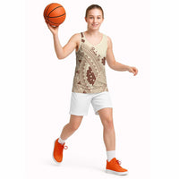 Bula Fiji Classic Masi Tapa Basketball Jersey Vintage Beige LT7 - Polynesian Pride