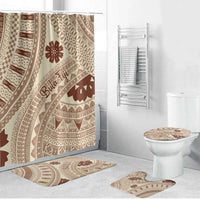 Bula Fiji Classic Masi Tapa Bathroom Set Vintage Beige LT7 Bathroom Set (4 pcs) Beige - Polynesian Pride