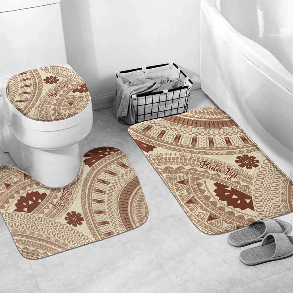 Bula Fiji Classic Masi Tapa Bathroom Set Vintage Beige LT7 Mat Set Only (3 pcs) One Size Beige - Polynesian Pride